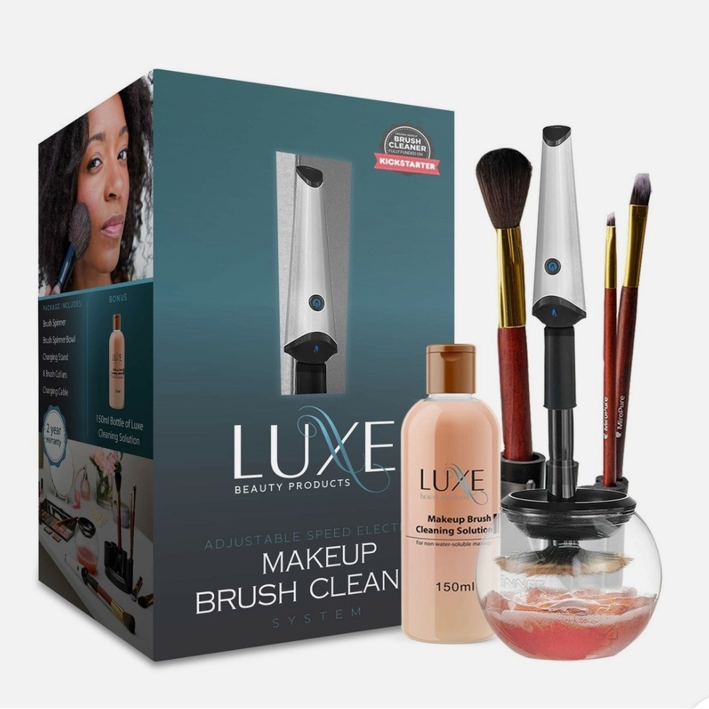 Luxe Makeup Brush Cleaning System - Black and Silver